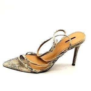 Express Womens High Heel Ankle Strap Sandal Cushioned Multicolor‎ Snakeskin 9